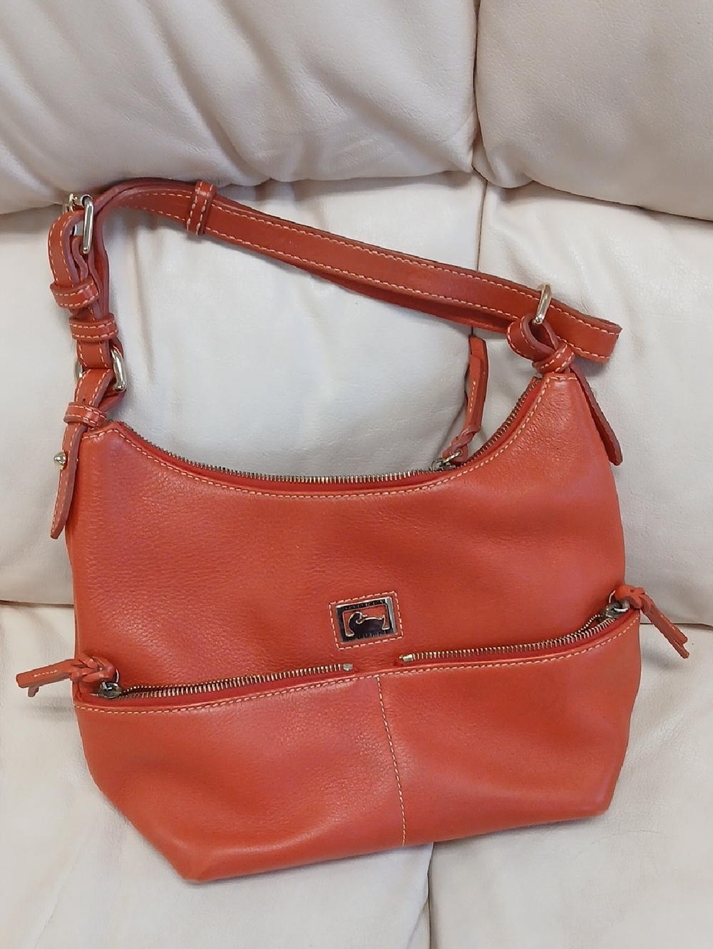 Dooney & Bourke Orange Pebbled Leather Shoulder Bag